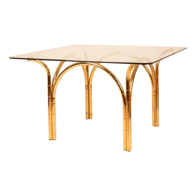 Italian Crystal and Brass Table, 1970s For Sale
