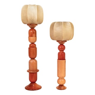 Italian Sculptural Cocoon Table Lamps, 1970s, Set of 2 For Sale