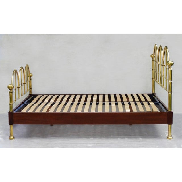 Vintage Italian Brass and Wood Bed, 1980 For Sale - Image 3 of 8