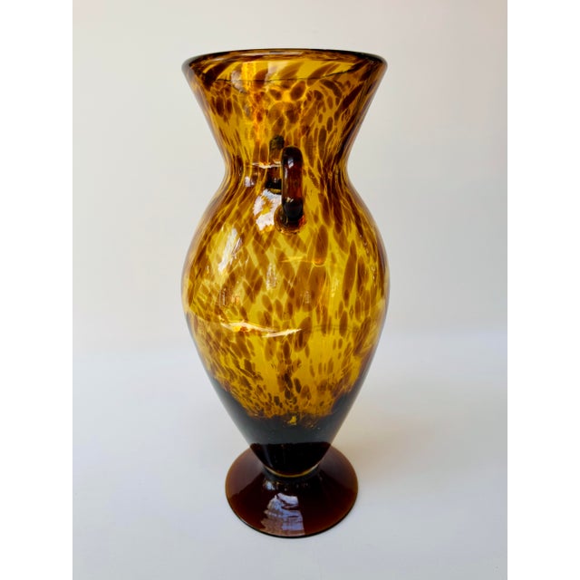 Glass Vintage Tortoiseshell Art Glass Amphora Vase For Sale - Image 7 of 10