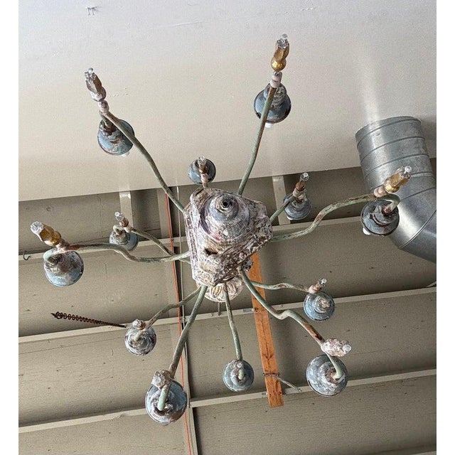 Late 19th Century Grand Italian Painted and Giltwood Twelve-Light Chandelier For Sale - Image 9 of 16