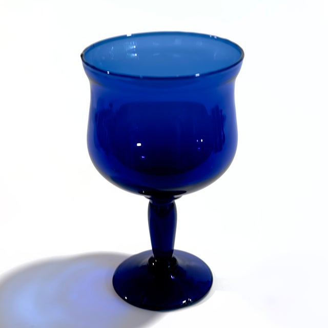 Vintage Cobalt Blue Cocktail Glass Curation - Group of 6 For Sale In Miami - Image 6 of 12