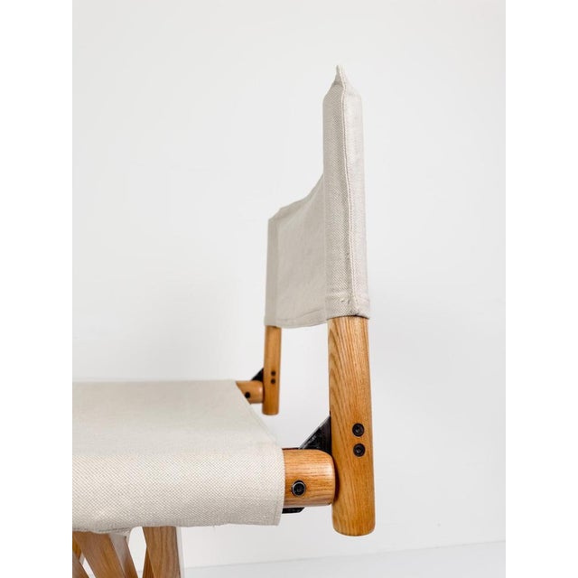 Mid-Century Modern Italian Folding Chair in Beechwood and Raw Cotton Canvas, 1970s For Sale - Image 13 of 18