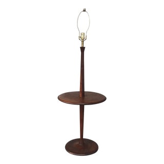 Mid-Century Walnut Laurel Floor Lamp With End Table For Sale
