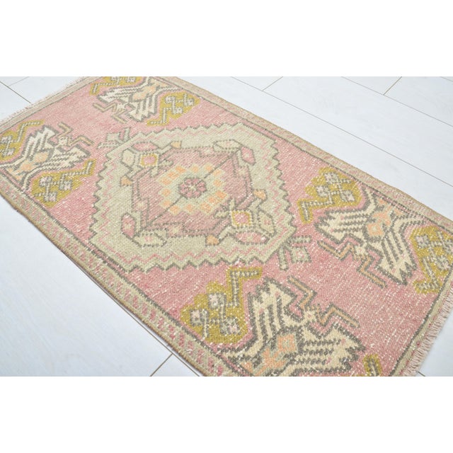 Boho Decor Vintage Small Carpet For Sale - Image 4 of 5