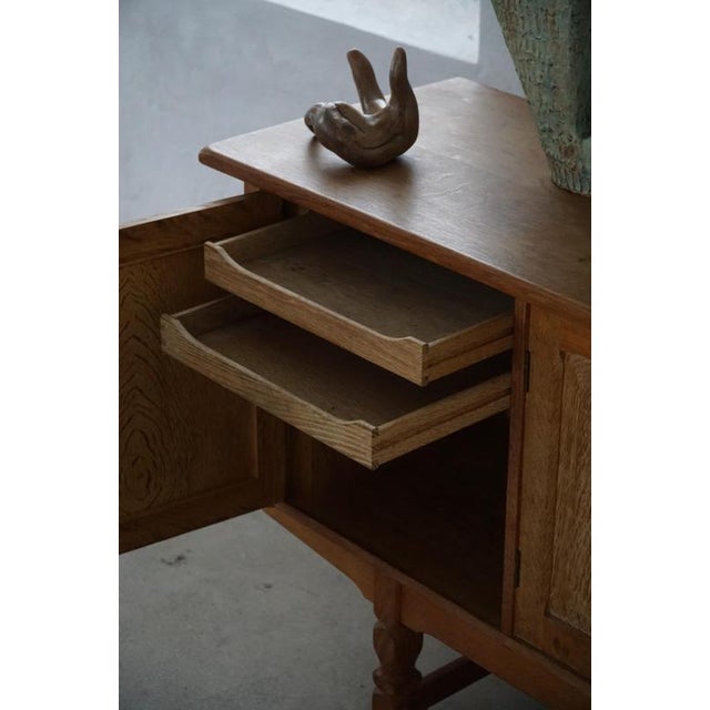 Low Vintage Danish Sideboard in Oak, 1960s For Sale - Image 6 of 18