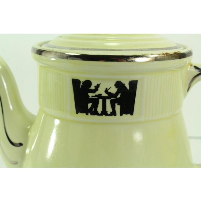1930s 1930's Hall's Silhouette 8 Cups Medallion Coffee Pot, Tavern Scene For Sale - Image 5 of 13