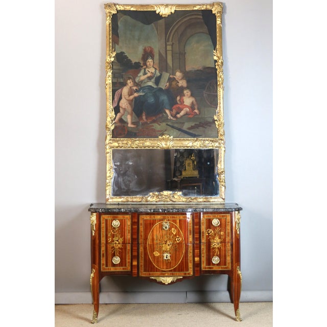 Large Louis XV Trumeau Mirror, 1700s For Sale - Image 16 of 16