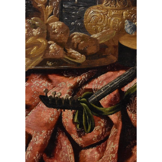 Antonio Tibaldi, Still Life with Rug, 1660, Oil on Canvas, Framed For Sale - Image 6 of 15