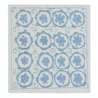 Daisy Patterned Lace Pillow Cover, Silk Hand Embroidered Cushion Cover. 17"x17" For Sale