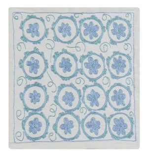 Daisy Patterned Lace Pillow Cover, Silk Hand Embroidered Cushion Cover. 17"x17"