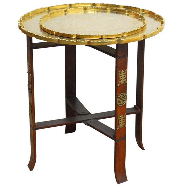 Asian Folding Brass Tea Tray Table or Drinks Table Chairish