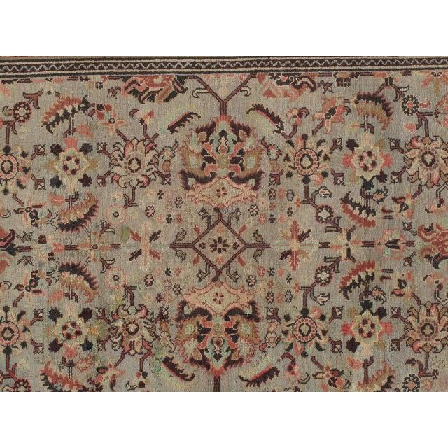 Antique Oushak Carpet, Handmade Oriental Rug, Pale blue, Coral Taupe, Cream Fine For Sale - Image 4 of 5