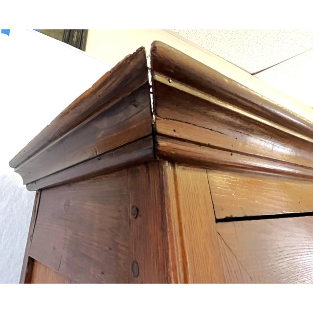 19th Century French Wood Storage Cabinet With Glass Doors and Lock For Sale - Image 10 of 12
