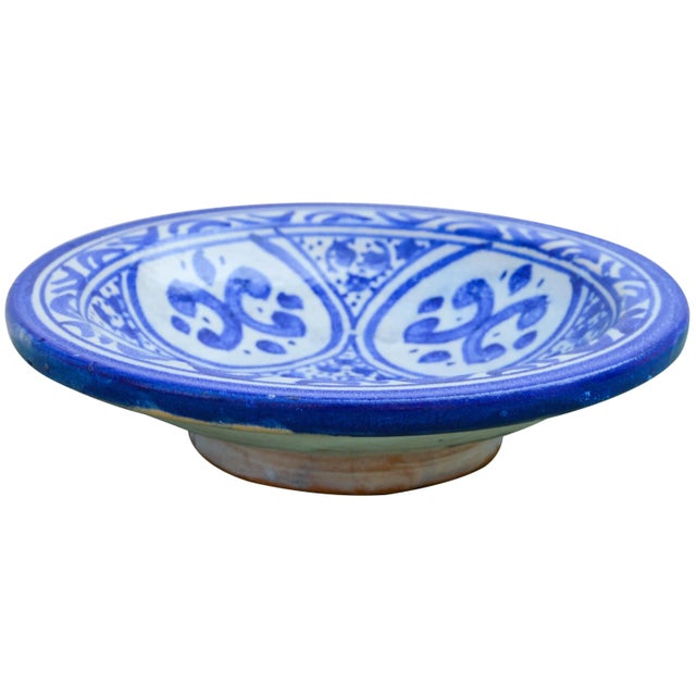 Moroccan Blue Moroccan Ceramic Plate For Sale - Image 3 of 8