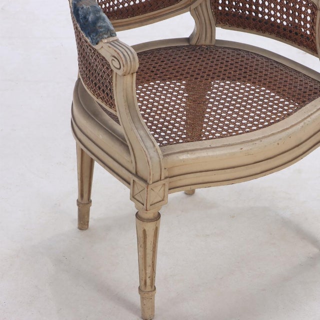 1930s French Louis XVI Style Child's Size Painted Bergere Chair, C 1930. For Sale - Image 5 of 6