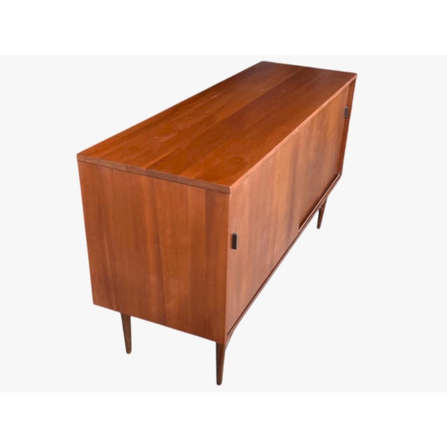 1960s Danish Modern Walnut Sideboard With Sliding Doors For Sale - Image 12 of 18