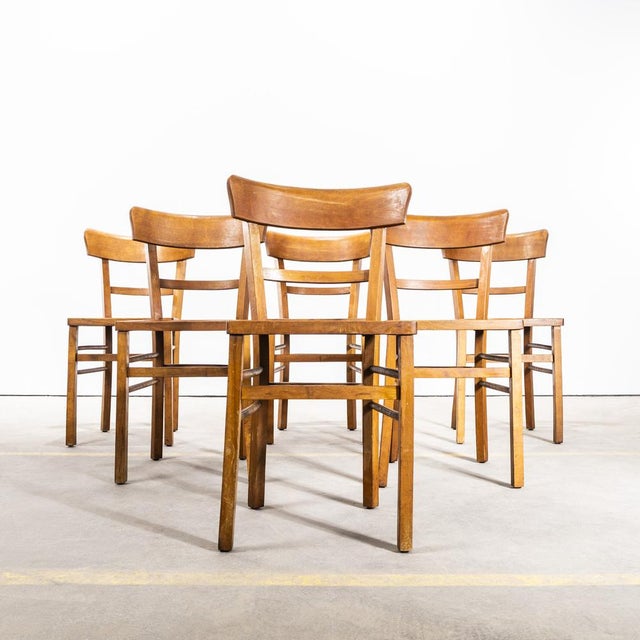 Vintage Oak and Bentwood Café Chairs, 1950s, Set of 6 For Sale - Image 4 of 6