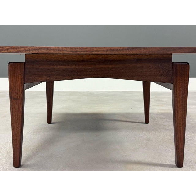 Wood 1960s Jens Risom Refinished Walnut Square Coffee Table For Sale - Image 7 of 7