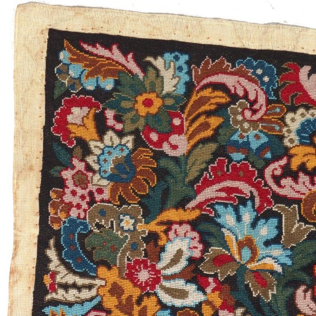 Antique French Louis XIII Floral Needlepoint Tapestry Numbered 19thC For Sale - Image 6 of 7