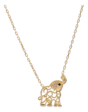 Lucky Charm Filigree Elephant Gold Necklace