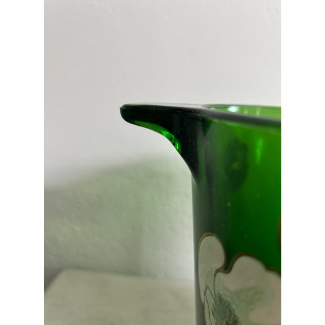 Glass Vintage French Perrier-Jouët Style Green Glass Anemone Champagne Bucket For Sale - Image 7 of 11