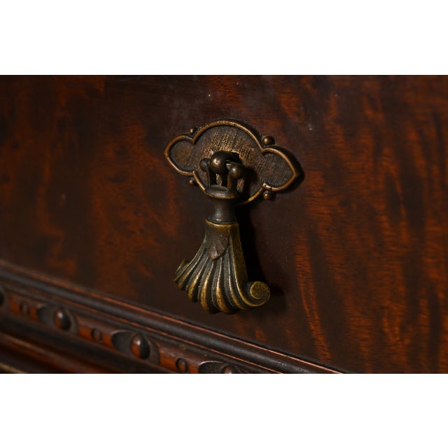 Brown Berkey & Gay Style Antique Chippendale Carved Walnut and Burl Wood Bookcase or Bar Cabinet, Circa 1920s For Sale - Image 8 of 18