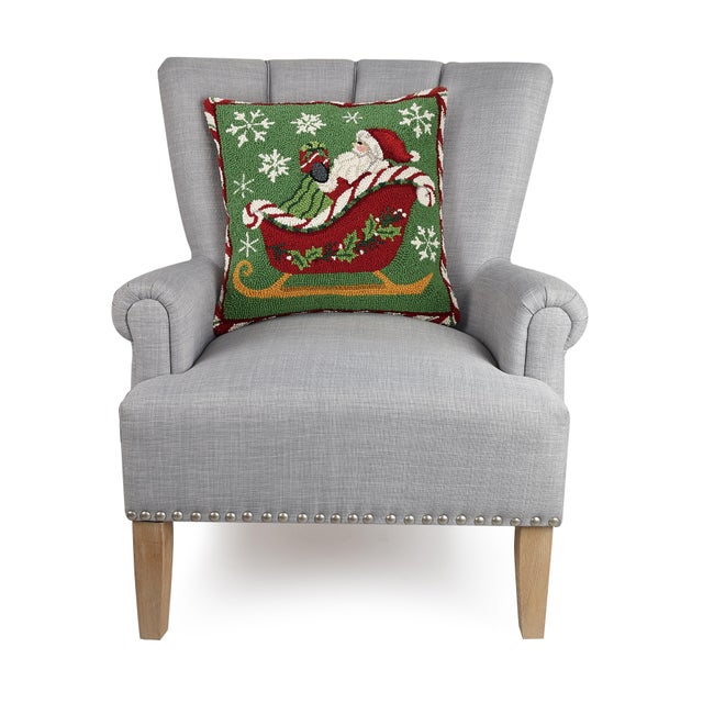 A festive way to spruce up your home for the holidays and winter season! 100% wool hooked throw pillow / accent pillow....