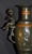 French Vintage Mixed Metal Vase French Style Urn With Figural Cherubs and Cranes For Sale - Image 3 of 17