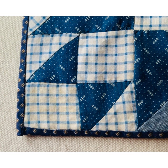 2020s Handmade Americana Bow Tie Quilt Mat For Sale - Image 5 of 6