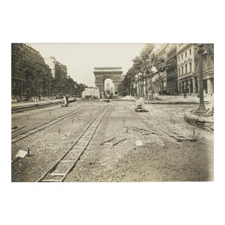 Works in the Champs Elysées Paris, Silver Gelatin Black and White Photography, 1928 by Press Agency Rol For Sale