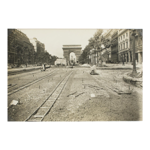 Works in the Champs Elysées Paris, Silver Gelatin Black and White Photography, 1928 by Press Agency Rol