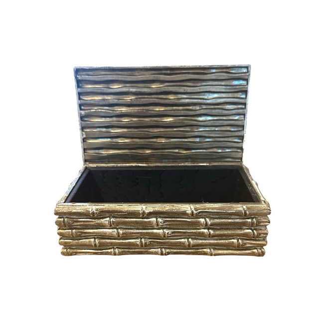 Vintage French Petite Silver Plated Faux Bamboo Box / Container, Manner of Maison Bagues, Circa 1960 For Sale In Dallas - Image 6 of 8