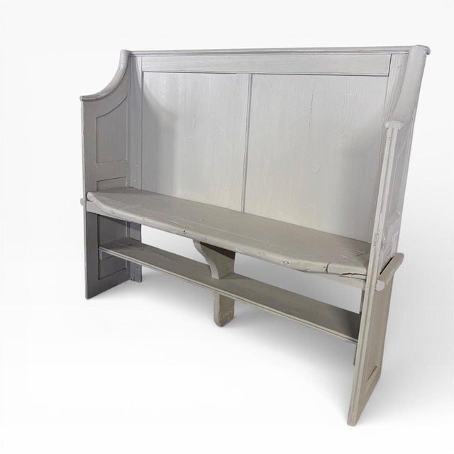 Vintage Painted Pine Church Pew For Sale - Image 4 of 7