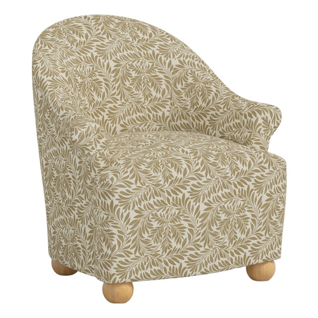 Stoffer Home x Cloth & Company Marie Bun Foot Chair in Geogian Vine Dijon For Sale