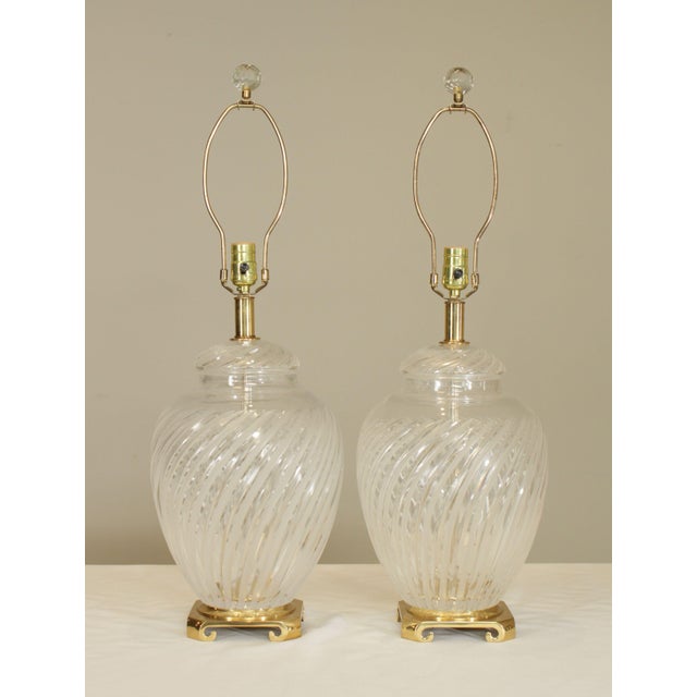 Out Crystal Ginger Jar Table Lamps With Frosted Swirl Pattern Scrolled