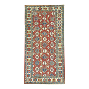 Late 19th Century Red Field Geometric Antique Caucasian Tribal Shirvan Rug