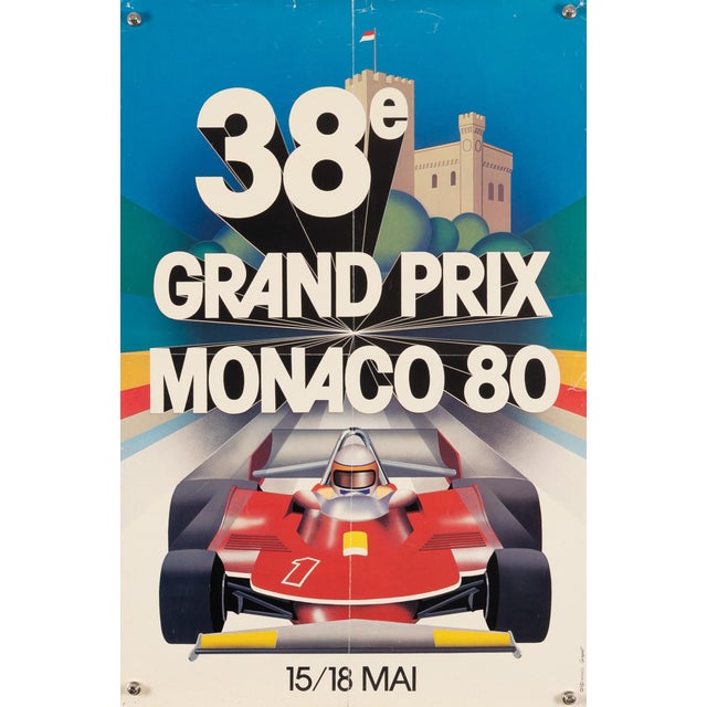 Grand Prix Monaco 38E Original Motorsport Poster by J. Grognet, 1980 For Sale