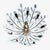 Large mid century pendant light featuring 10 brass curved spokes adorned with white leaves and handpainted gold highlight...