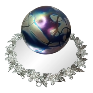Stunning Signed Robert Held Intaglio Iridescent Art Glass Orb Paperweight