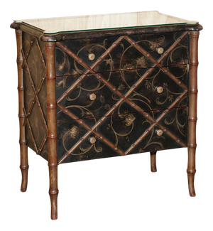 Chest of Drawers in Faux Bamboo and Carved Wood