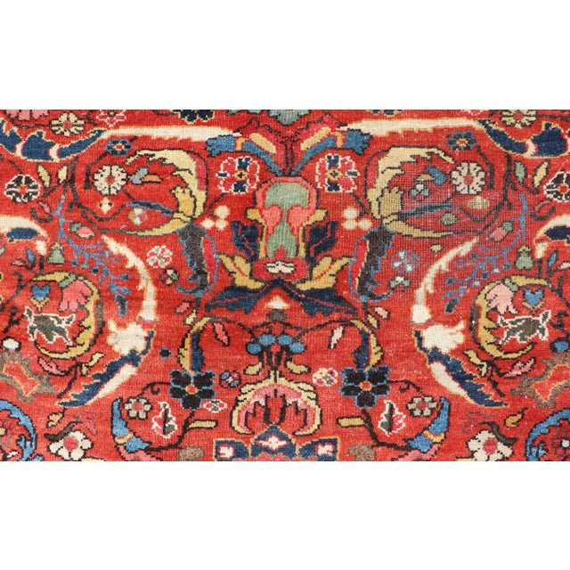 Antique Persian Sultanabad-Mahal Rug With All-Over Design on Red Field For Sale - Image 4 of 12