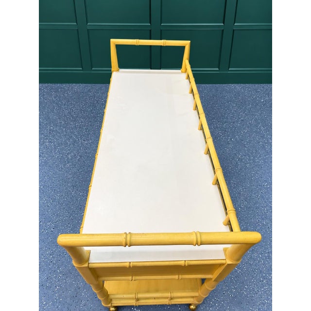 Vintage Thomasville Allegro Faux Bamboo Rolling Serving Cart For Sale - Image 10 of 12