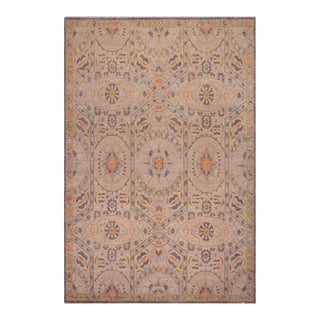 Boho Chic Ziegler Gray Green Hand-Knotted Wool Rug - 9'1'' X 11'8'' For Sale
