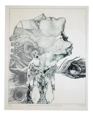 Reiner Schwarz, Under the Mask of the Venetian Girl, 1968, Lithograph