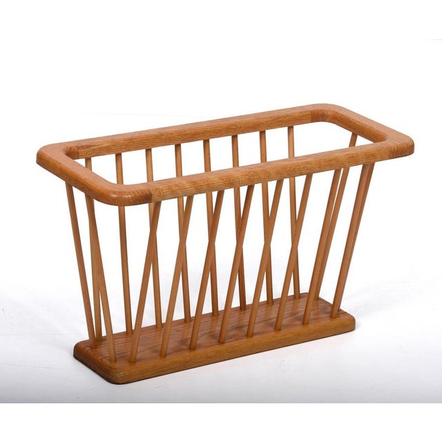 Mid-Century Danish Modern Solid Oak Rectangular Magazine Rack, 1970s For Sale - Image 8 of 18
