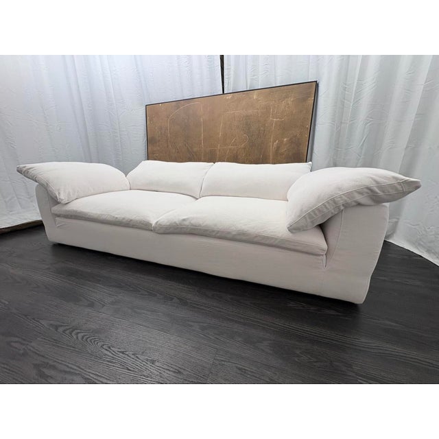 Rh Cloud 9' Luxe Sofa — 2-Cushion | Perennials Performance Textured Linen Weave | White For Sale - Image 15 of 18