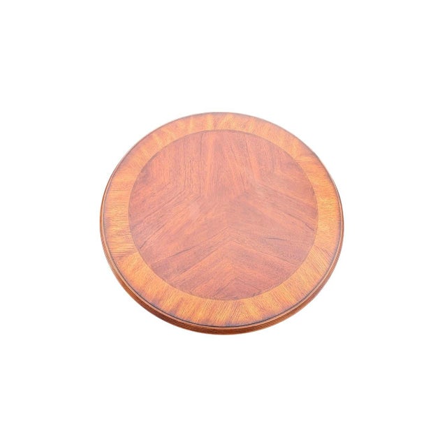 Vintage Pair of Round Cherry Wood End Tables Tapered Legs For Sale In Los Angeles - Image 6 of 7