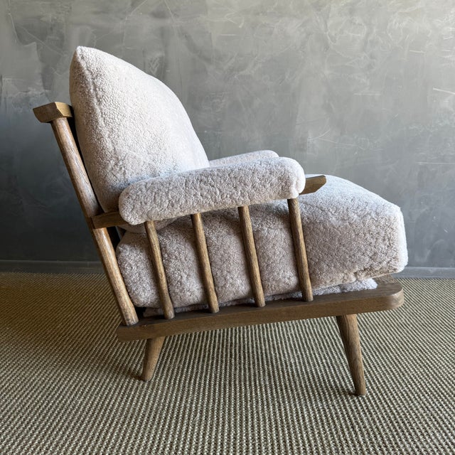 Not Yet Made - Made To Order Frances White Oak Chair Upholstered in 100% Genuine Sheepskin For Sale - Image 5 of 12