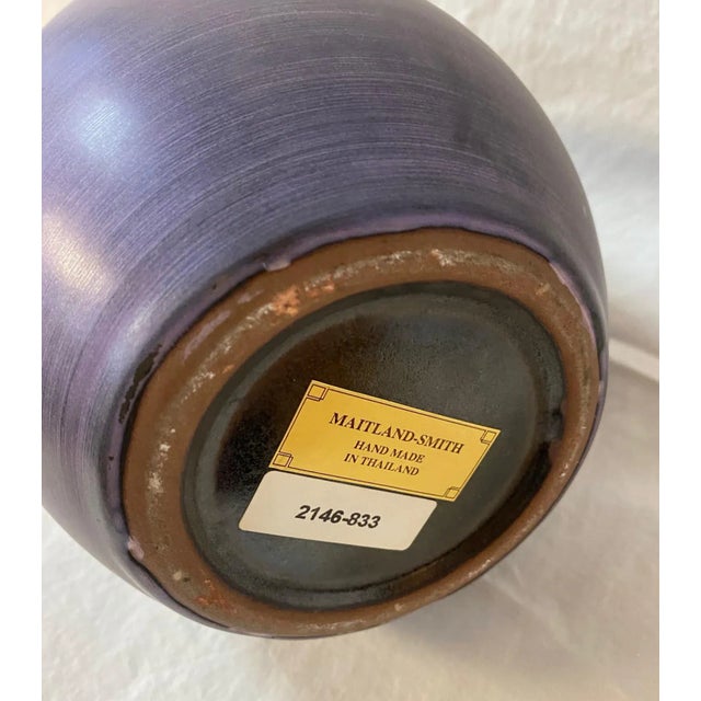 Ceramic Indigo Blue Maitland Smith Vintage Vase For Sale - Image 7 of 11